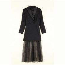 Super Star Brilliant Suit Collar Mesh Dress